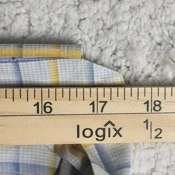 Robert Talbott Caramel Blue/Yellow Striped Button Down Shirt Mens XL - Picture 7 of 10